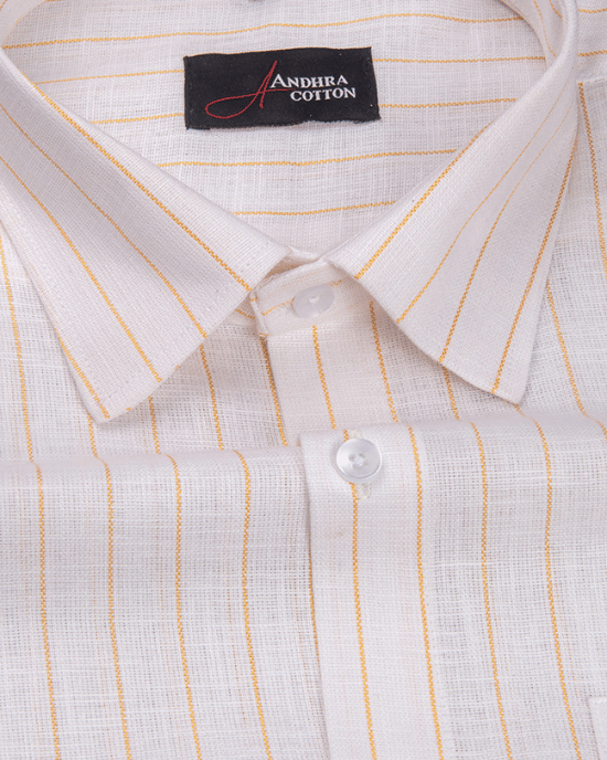 Cotton White with Golden Lining Shirts for Men