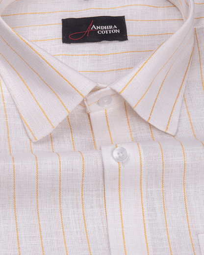 Cotton White with Golden Lining Shirts for Men