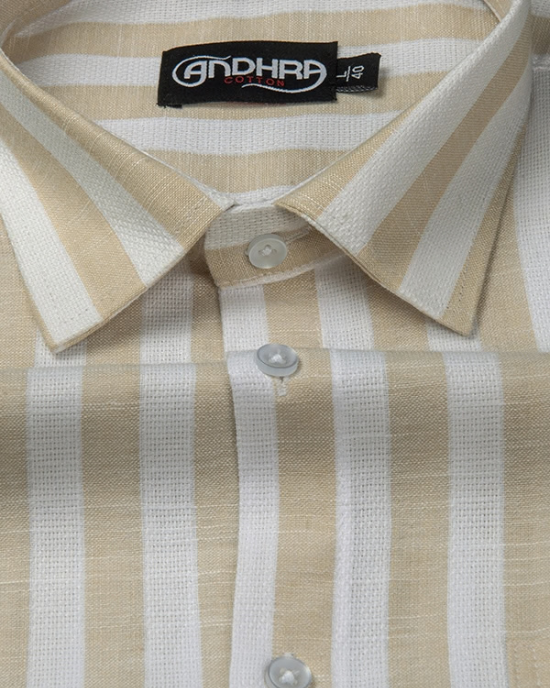 Leo Linen Jute White with Fone Patta Print Shirts for Men