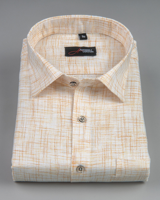 Khadi Butter with Orange Shade Colour Shirts for Men