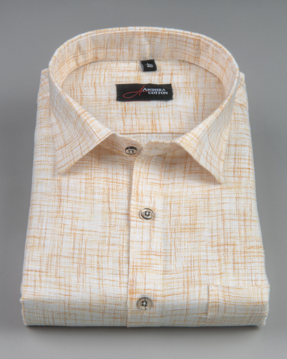 Khadi Butter with Orange Shade Colour Shirts for Men