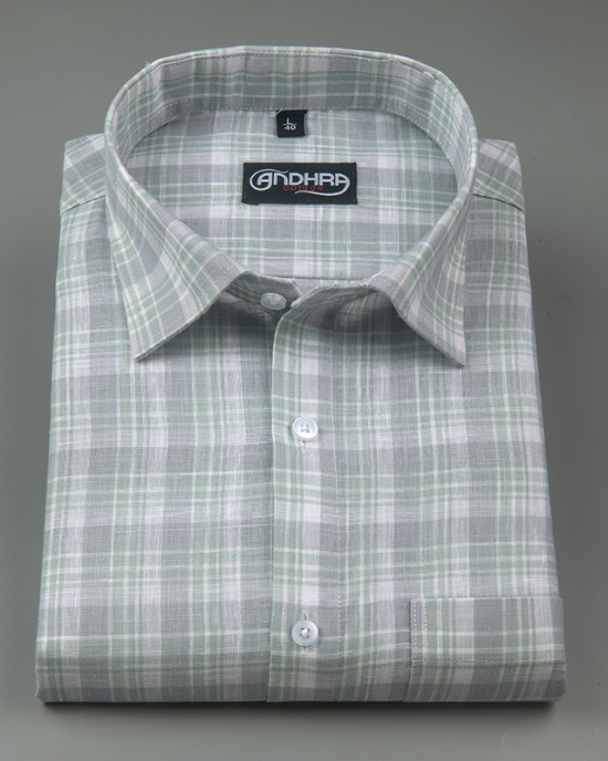 Corporate Cotton Green Fone Checks Shirts for Men