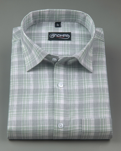 Corporate Cotton Green Fone Checks Shirts for Men