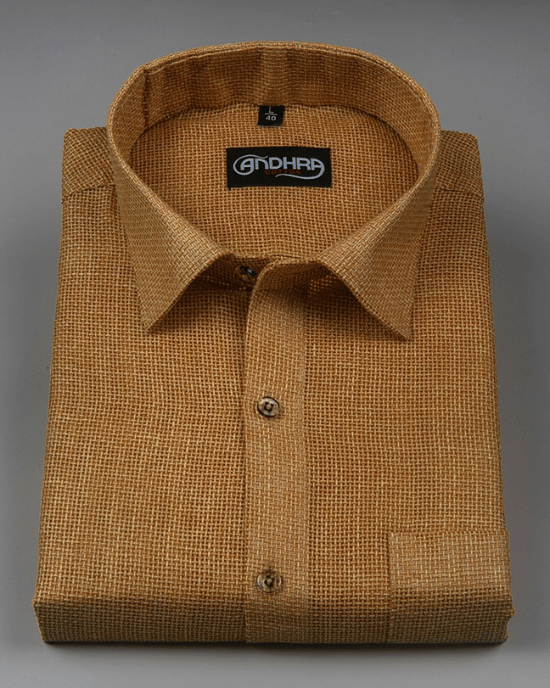 Matty Jute Linen Light Mustard Colour Shirts for Men