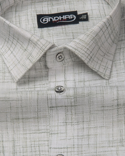 Mofatlal Khadi White with Green Shade Colour Shirts for Men