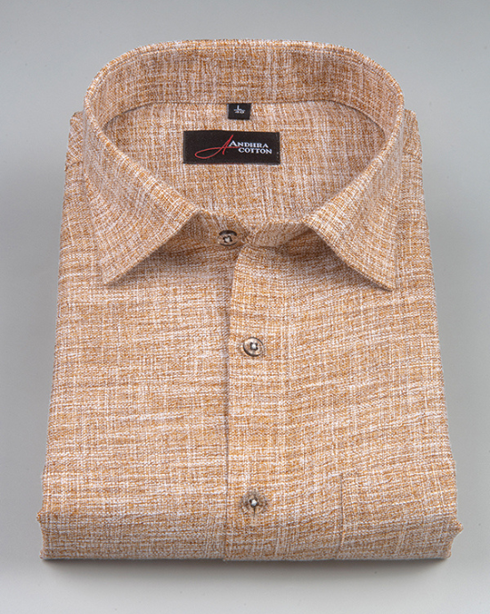 Khadi Dark Brown with White Shade Colour Shirts for Men