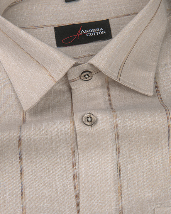 Kalas Linen Fone with Golden Lining Shirt for Men