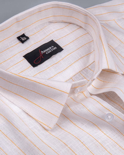 Cotton White with Golden Lining Shirts for Men