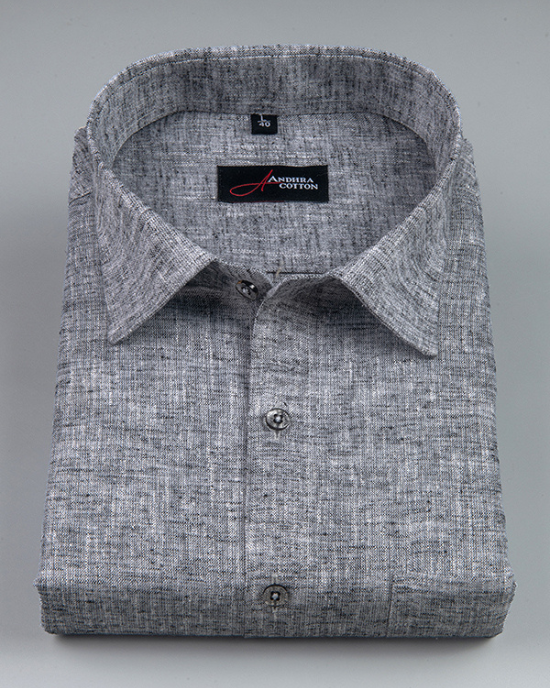 Linen Dark Gray Colour Shirts for Men