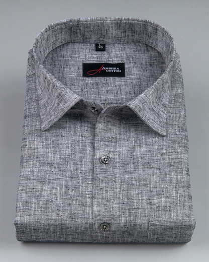Linen Dark Gray Colour Shirts for Men