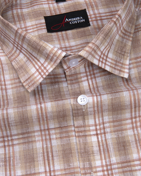 Super Fine Linen Fone Marrun Check Shirts for Men