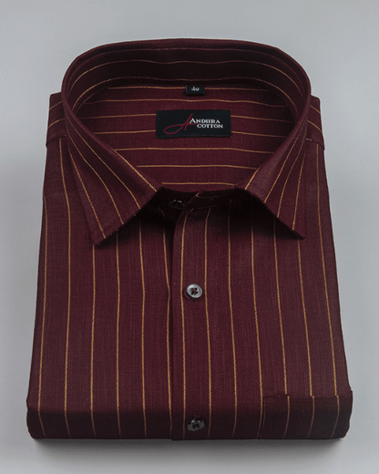 Cotton Marrun with Golden Lining Shirts for Men