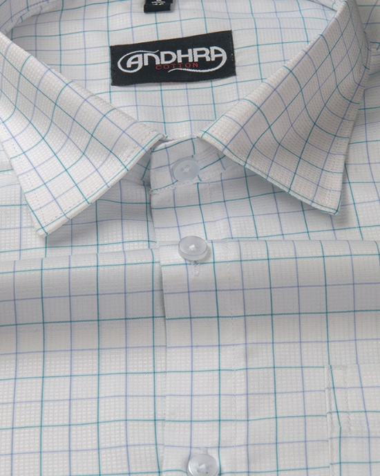 Arvind Mofatlal Rama Geen with Blue Checks Shirts for Men
