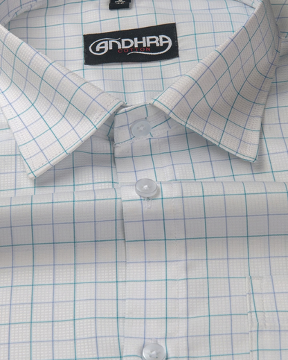 Arvind Mofatlal Rama Geen with Blue Checks Shirts for Men