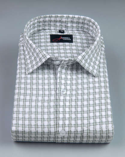 Cotton Checks Pista Green Colour Shirts For Men