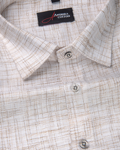 Khadi Off White with Fone Shade Colour Shirts for Men