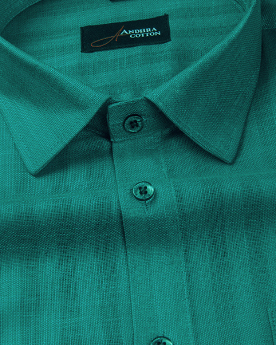 Linen lining rama green colour shirts for men