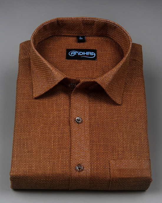 Matty Jute Linen Mustard Colour Shirts for Men