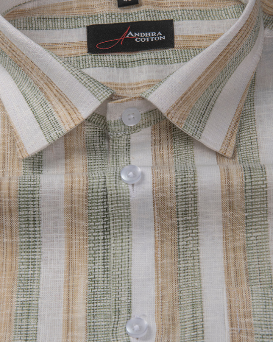 Jute Linen Fone with Green Patta Shirts for Men