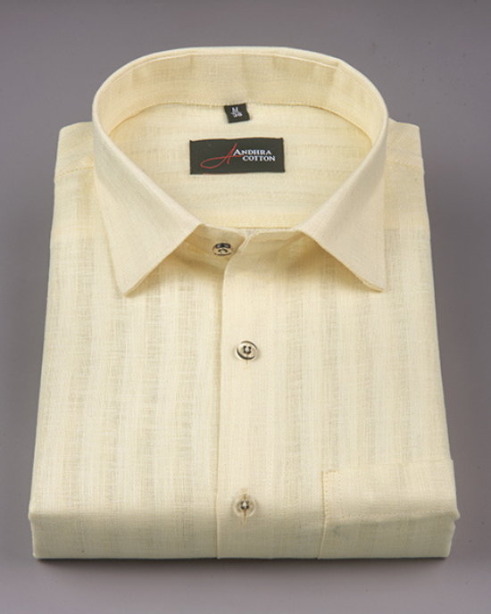 Linen lining light yellow colour shirts for men