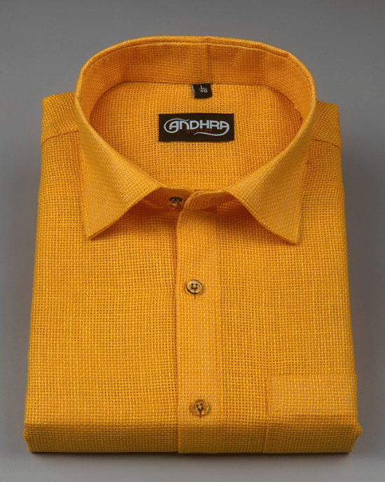 Matty Jute Linen Golden Yellow Colour Shirts for Men