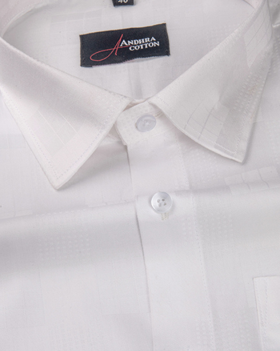 Jaquat white Sobar Dot Matrix Design Shirts for Men
