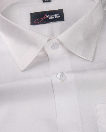 Jaquat white Sobar Dot Matrix Design Shirts for Men