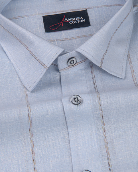 Kalas Linen Sky Blue with Golden Lining Shirt for Men