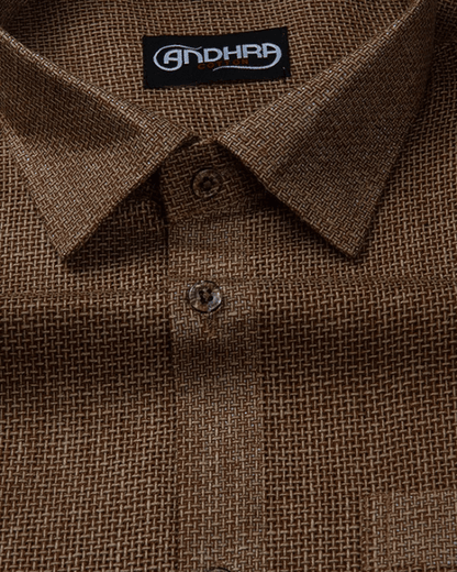 Matty Jute Linen Brown Colour Shirts for Men
