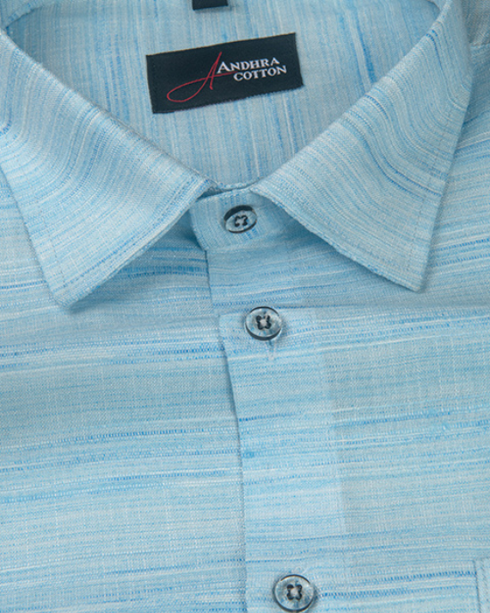 Ethenik Khadi Sky Blue Colour Shirt for Men