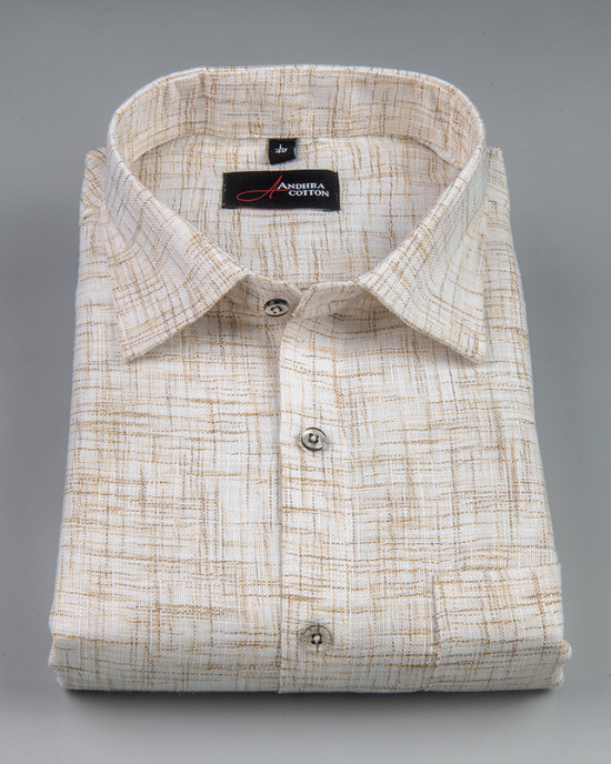 Khadi Cream with Fone Shade Colour Shirts for Men