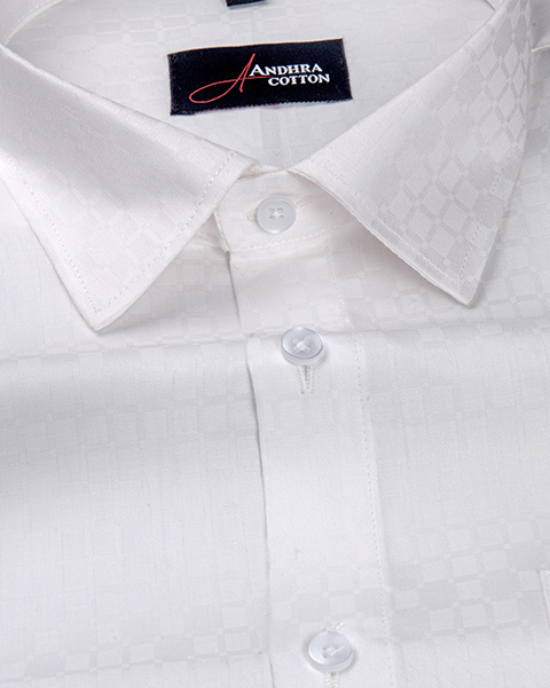 Jaquat White Sobar Square Design Shirts for Men