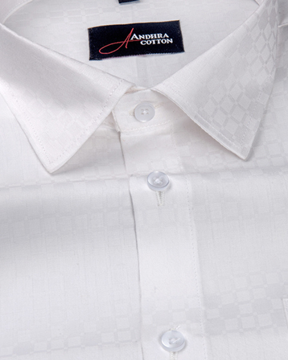 Jaquat White Sobar Square Design Shirts for Men