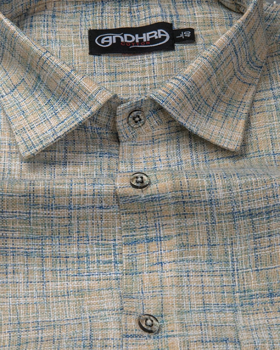 Mofatlal Khadi Fone Blue Mix Colour Shirts for Men