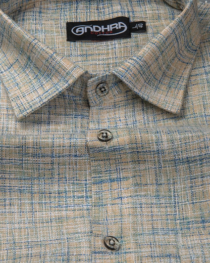 Mofatlal Khadi Fone Blue Mix Colour Shirts for Men
