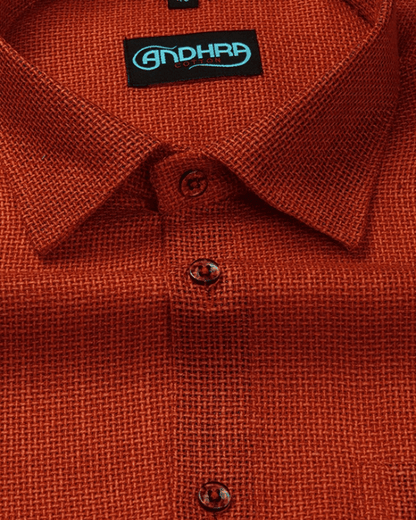 Matty Jute Linen Red Orange Colour Shirts for Men