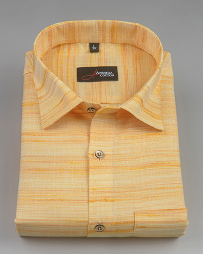 Ethenik Khadi Golden Yellow Colour Shirt for Men