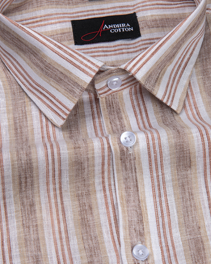Super Fine Linen Fone Marrun Mix Patta Print Shirts for Men