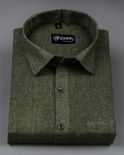 Matty Jute Linen Green Colour Shirts for Men