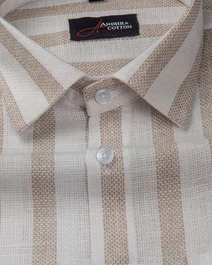 Jute Linen White with Fone Patta Shirts for Men