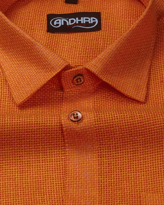 Matty Jute Linen Dark Orange Colour Shirts for Men