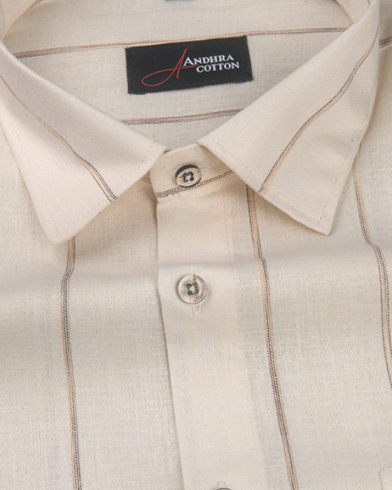 Kalas Linen Cream with Golden Lining Shirt for Men