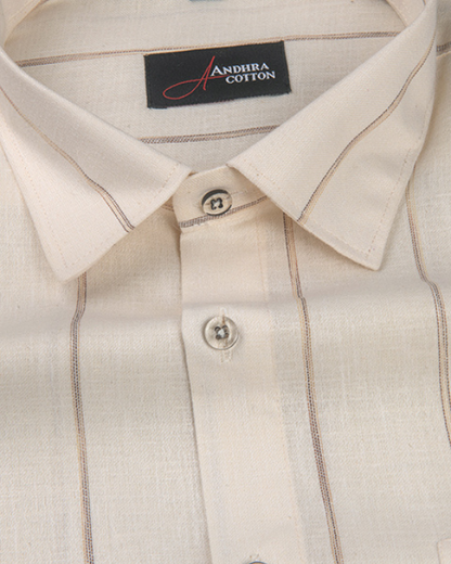 Kalas Linen Cream with Golden Lining Shirt for Men