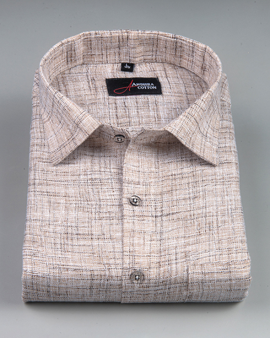 Khadi Light Brown with Maroon Shade Colour Shirts for Men