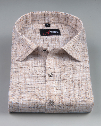 Khadi Light Brown with Maroon Shade Colour Shirts for Men