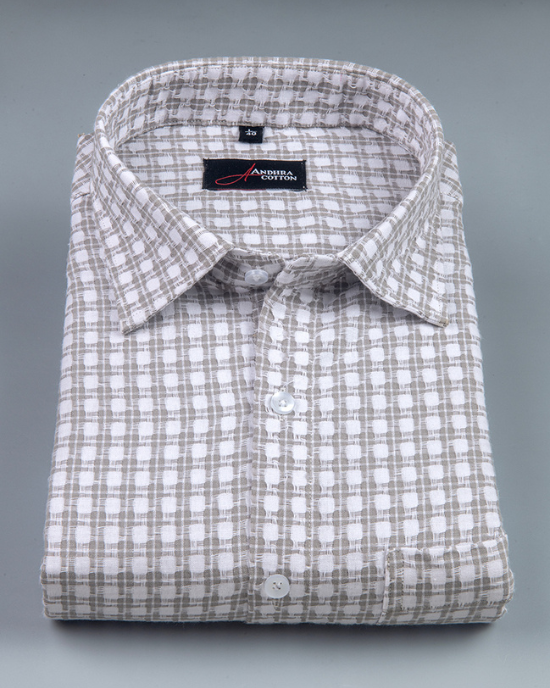 Cotton Checks Gray Colour Shirts For Men