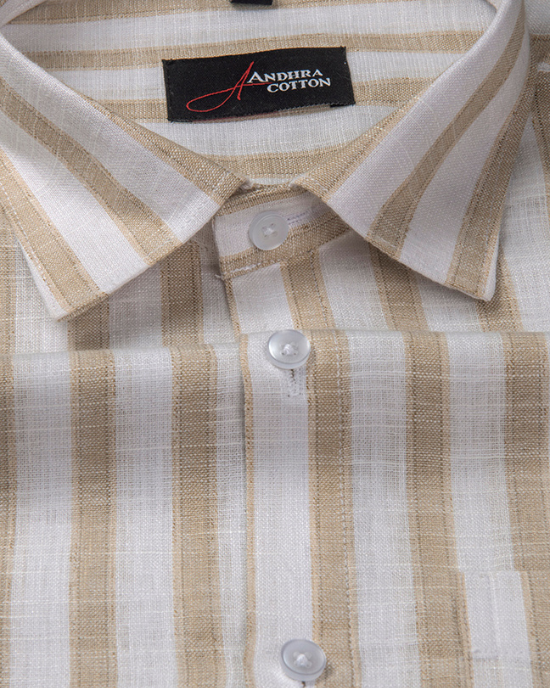 Soft Linen White with Fone Patta Shirts for Men
