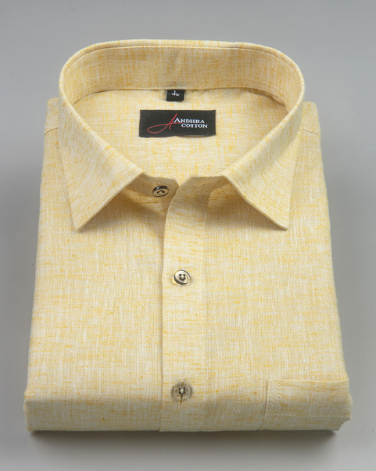 60 Lea Linen Golden Yellow Colour Shirts for Men