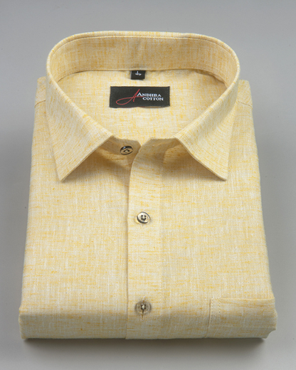 60 Lea Linen Golden Yellow Colour Shirts for Men