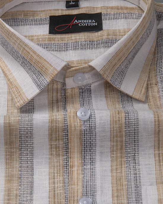 Jute Linen Fone with Grey Patta Shirts for Men